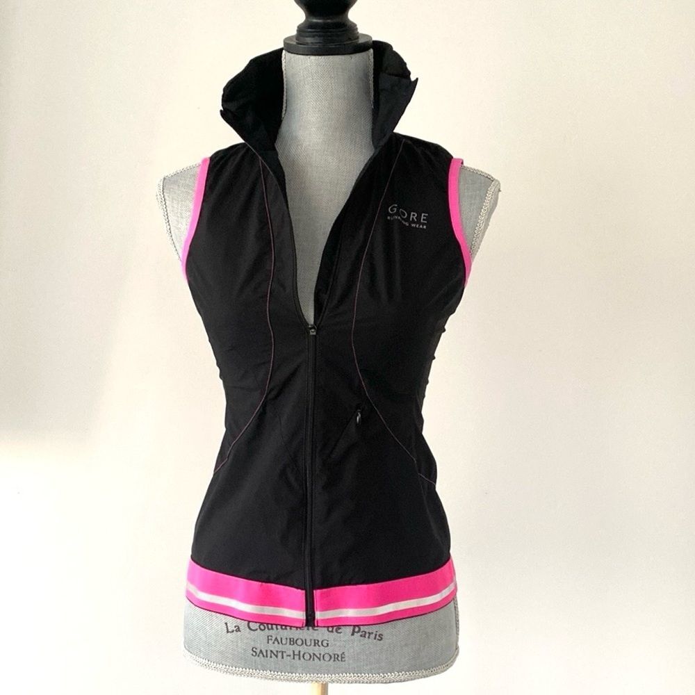 GORE Black Pink Reflection Tape Biking Vest sz S Cycling Running Athletic Safety